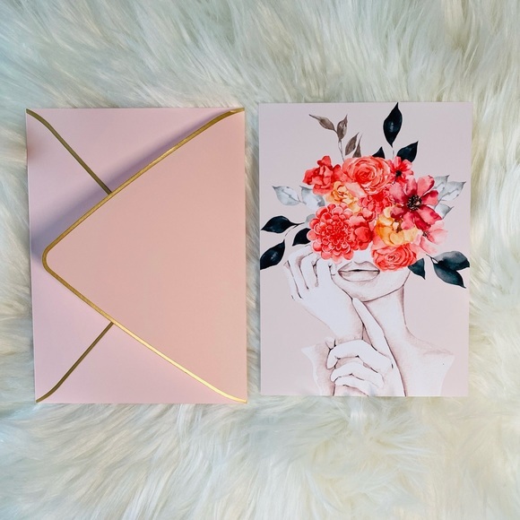 Set of Five Floral Women Elegant Greeting Cards & Luxury Envelo… - Picture 10 of 16